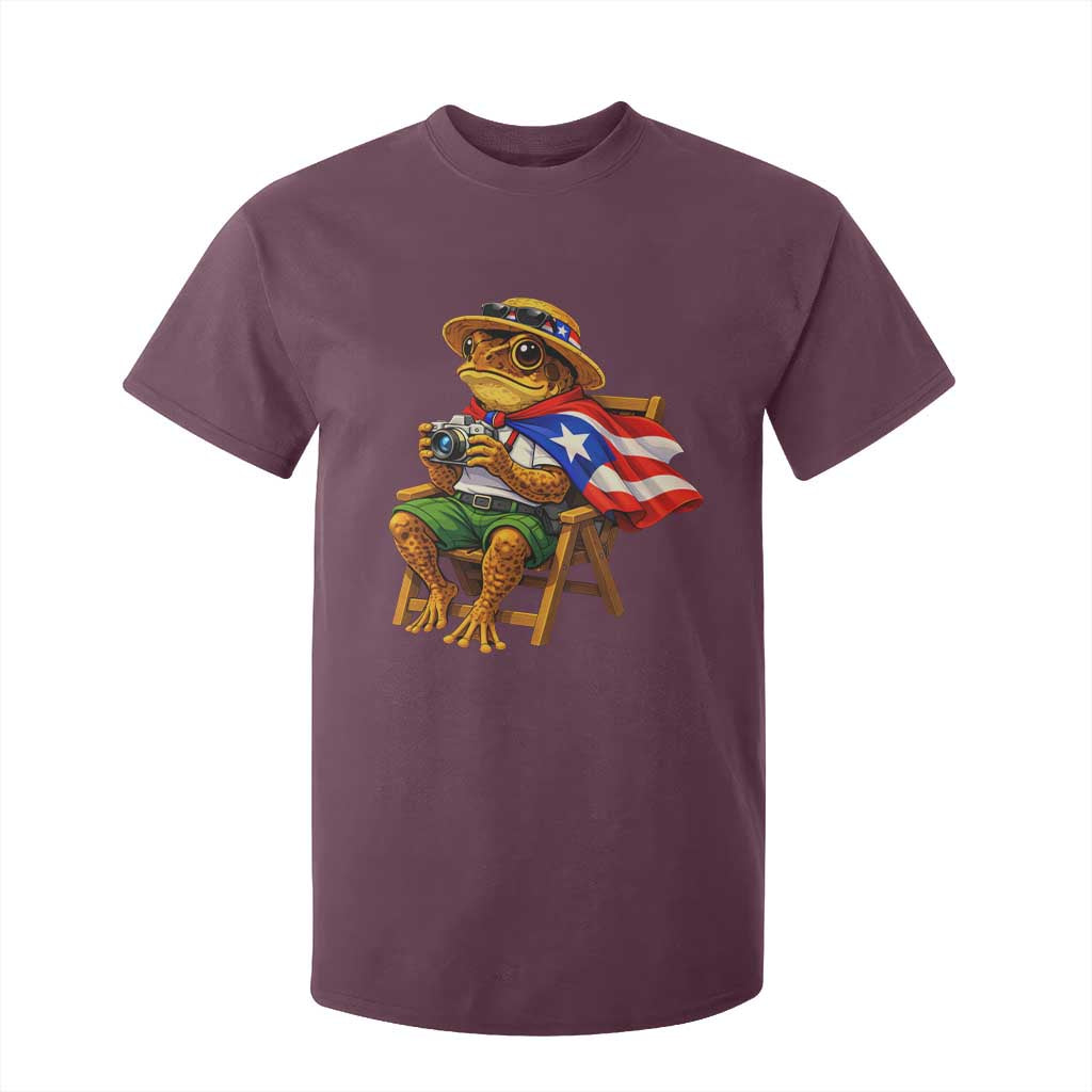 Funny Coqui Frog Puerto Rico Flag T Shirt For Kid Puerto Rican Taino Boricua Hispanic TS10 Maroon Print Your Wear