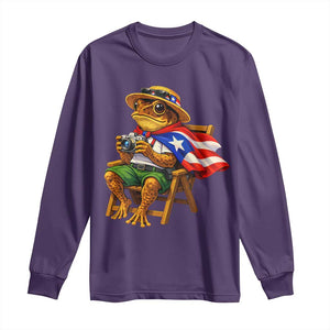 Funny Coqui Frog Puerto Rico Flag Long Sleeve Shirt Puerto Rican Taino Boricua Hispanic TS10 Purple Print Your Wear