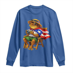 Funny Coqui Frog Puerto Rico Flag Long Sleeve Shirt Puerto Rican Taino Boricua Hispanic TS10 Royal Blue Print Your Wear