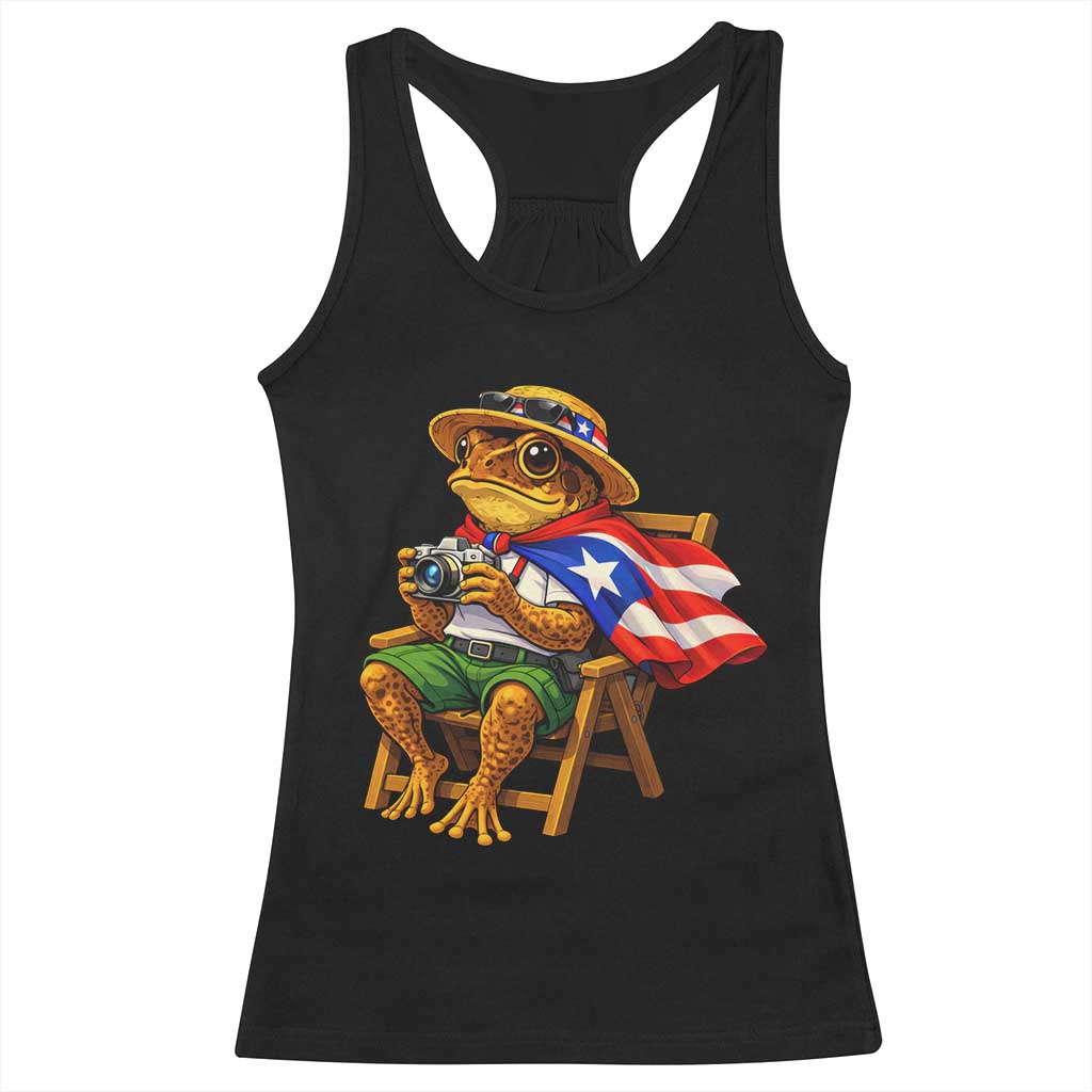 Funny Coqui Frog Puerto Rico Flag Racerback Tank Top Puerto Rican Taino Boricua Hispanic TS10 Black Print Your Wear