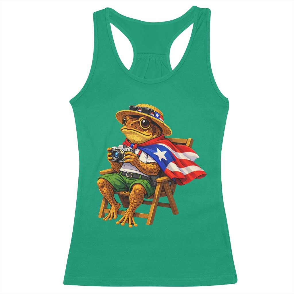 Funny Coqui Frog Puerto Rico Flag Racerback Tank Top Puerto Rican Taino Boricua Hispanic TS10 Irish Green Print Your Wear