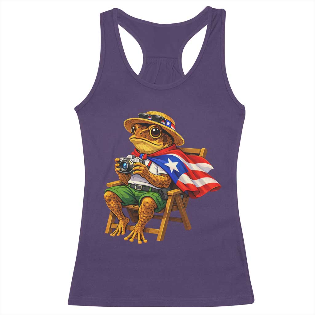 Funny Coqui Frog Puerto Rico Flag Racerback Tank Top Puerto Rican Taino Boricua Hispanic TS10 Purple Print Your Wear