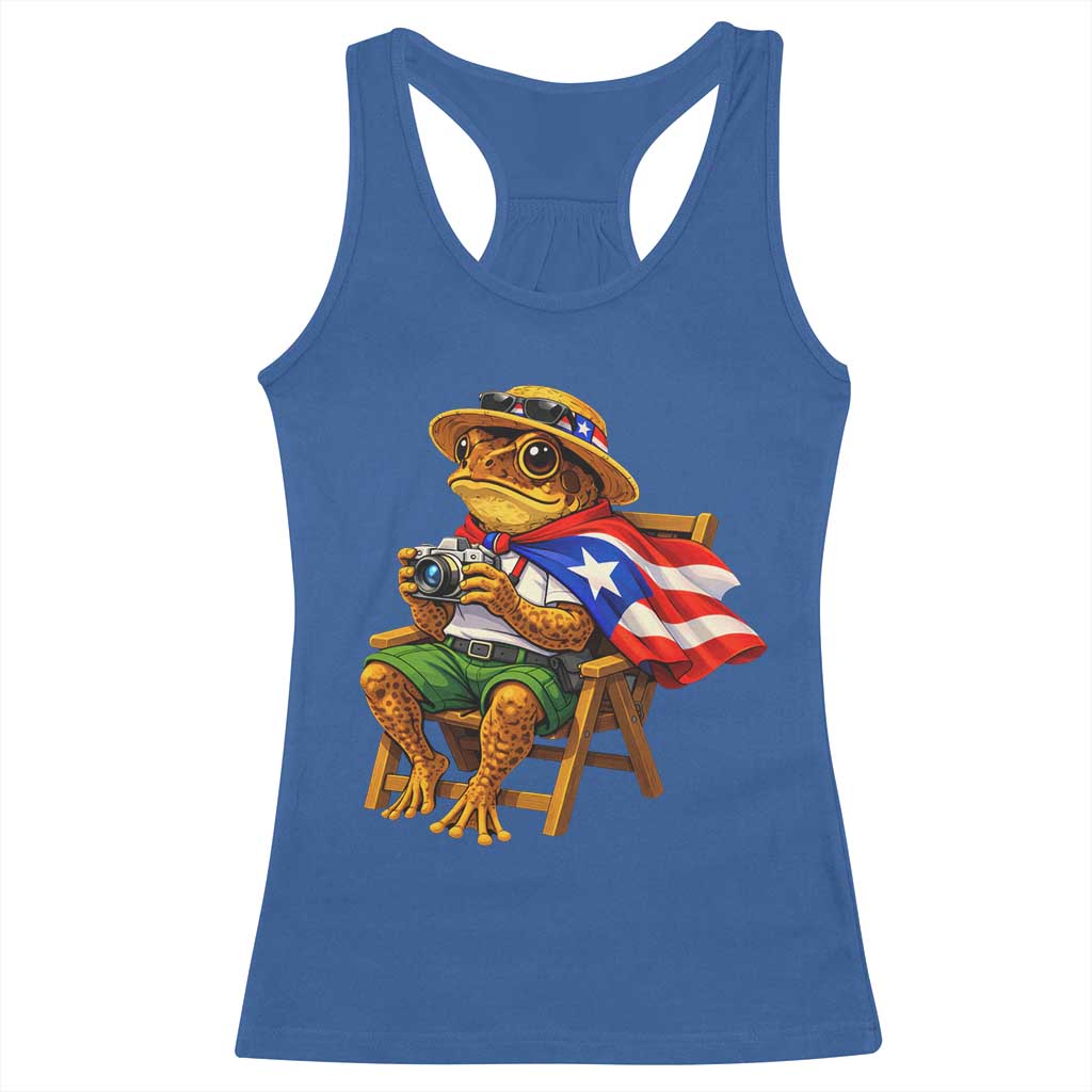 Funny Coqui Frog Puerto Rico Flag Racerback Tank Top Puerto Rican Taino Boricua Hispanic TS10 Royal Blue Print Your Wear
