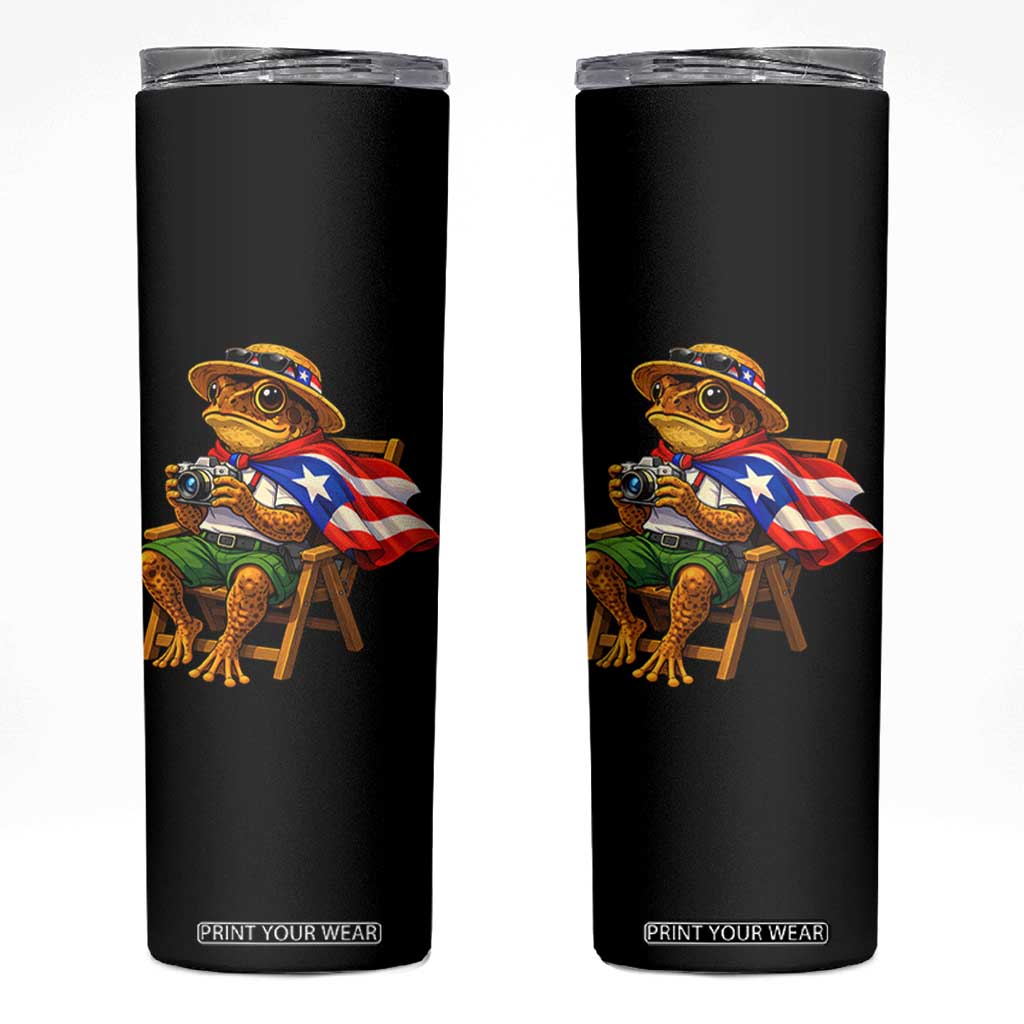 Funny Coqui Frog Puerto Rico Flag Skinny Tumbler Puerto Rican Taino Boricua Hispanic TS10 Black Print Your Wear