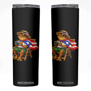 Funny Coqui Frog Puerto Rico Flag Skinny Tumbler Puerto Rican Taino Boricua Hispanic TS10 Black Print Your Wear