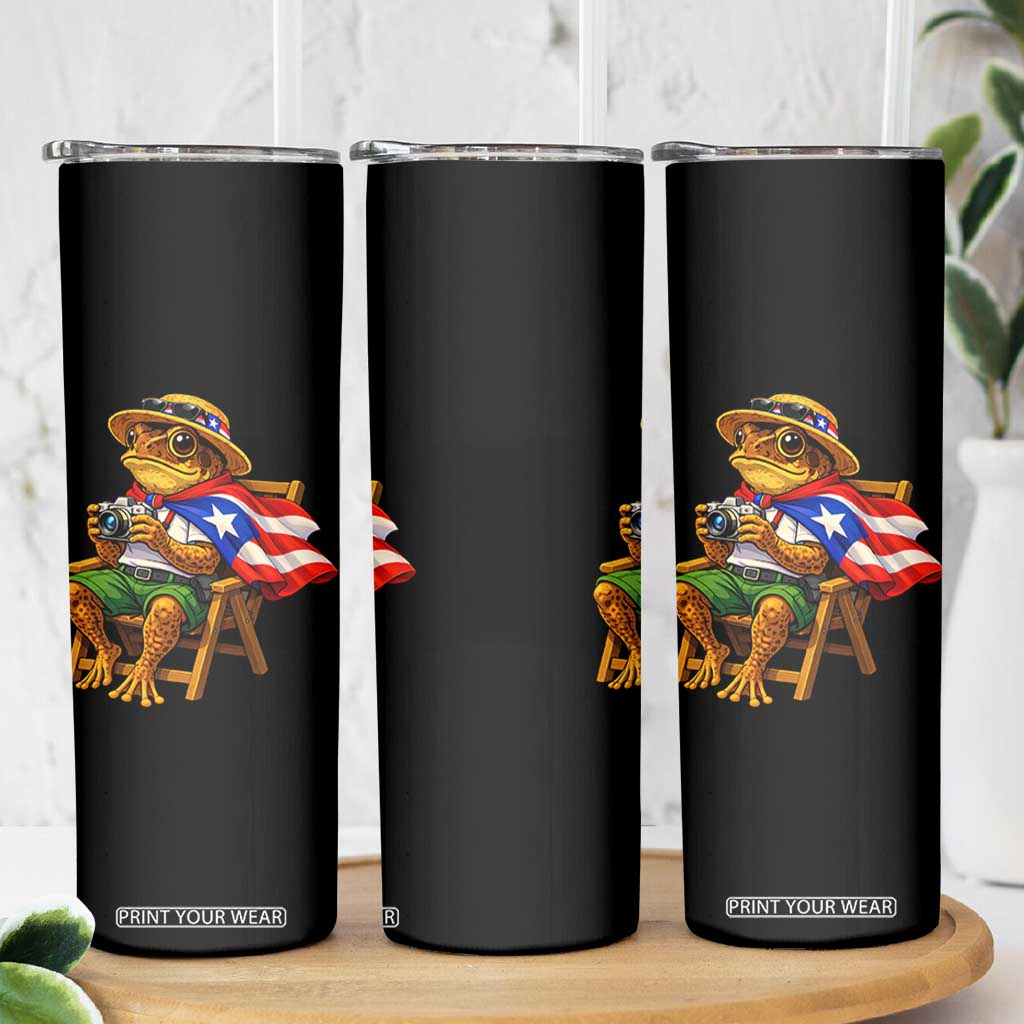 Funny Coqui Frog Puerto Rico Flag Skinny Tumbler Puerto Rican Taino Boricua Hispanic TS10 Print Your Wear