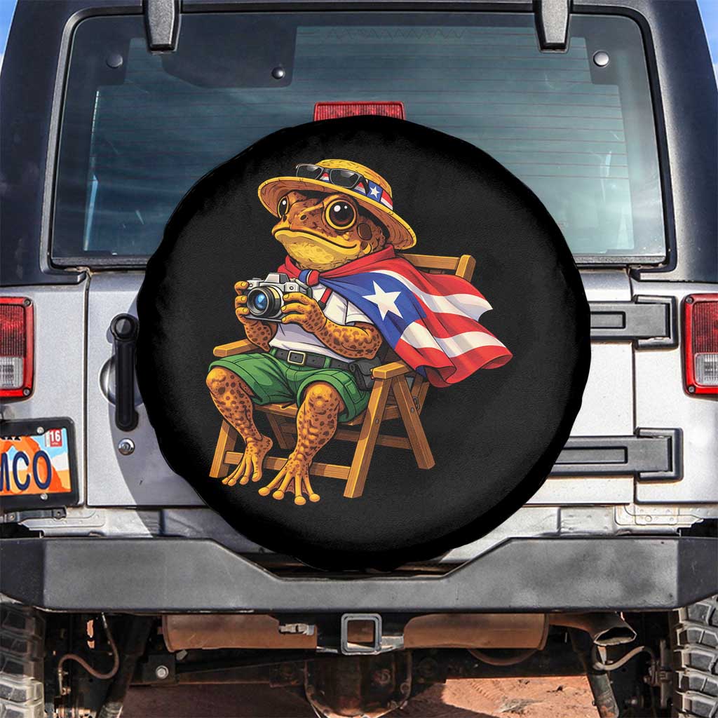 Funny Coqui Frog Puerto Rico Flag Spare Tire Cover Puerto Rican Taino Boricua Hispanic TS10 No hole Black Print Your Wear
