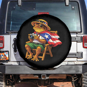Funny Coqui Frog Puerto Rico Flag Spare Tire Cover Puerto Rican Taino Boricua Hispanic TS10 No hole Black Print Your Wear