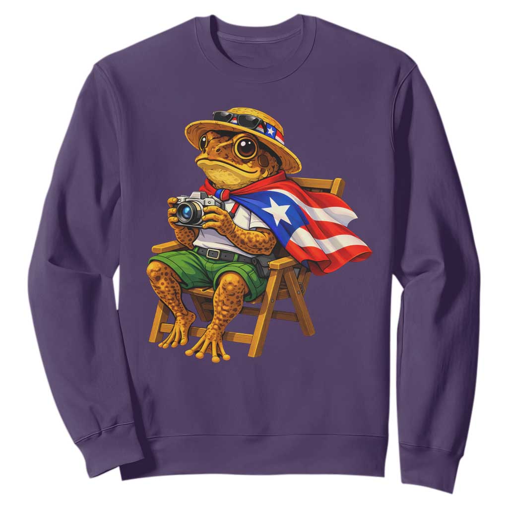 Funny Coqui Frog Puerto Rico Flag Sweatshirt Puerto Rican Taino Boricua Hispanic TS10 Purple Print Your Wear