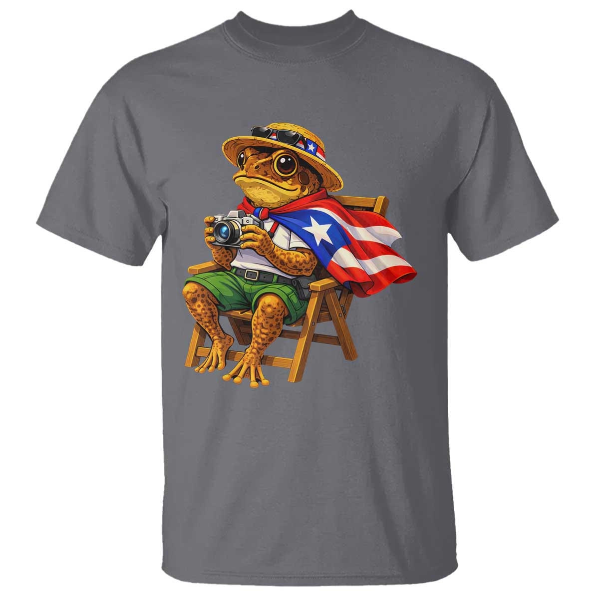 Funny Coqui Frog Puerto Rico Flag T Shirt Puerto Rican Taino Boricua Hispanic TS10 Charcoal Print Your Wear