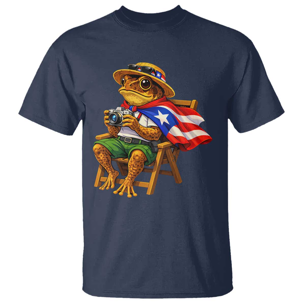 Funny Coqui Frog Puerto Rico Flag T Shirt Puerto Rican Taino Boricua Hispanic TS10 Navy Print Your Wear