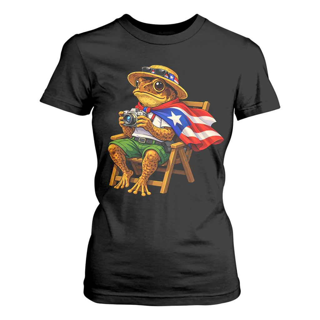 Funny Coqui Frog Puerto Rico Flag T Shirt For Women Puerto Rican Taino Boricua Hispanic TS10 Black Print Your Wear