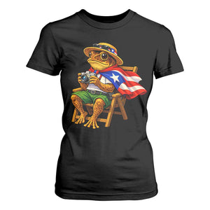Funny Coqui Frog Puerto Rico Flag T Shirt For Women Puerto Rican Taino Boricua Hispanic TS10 Black Print Your Wear