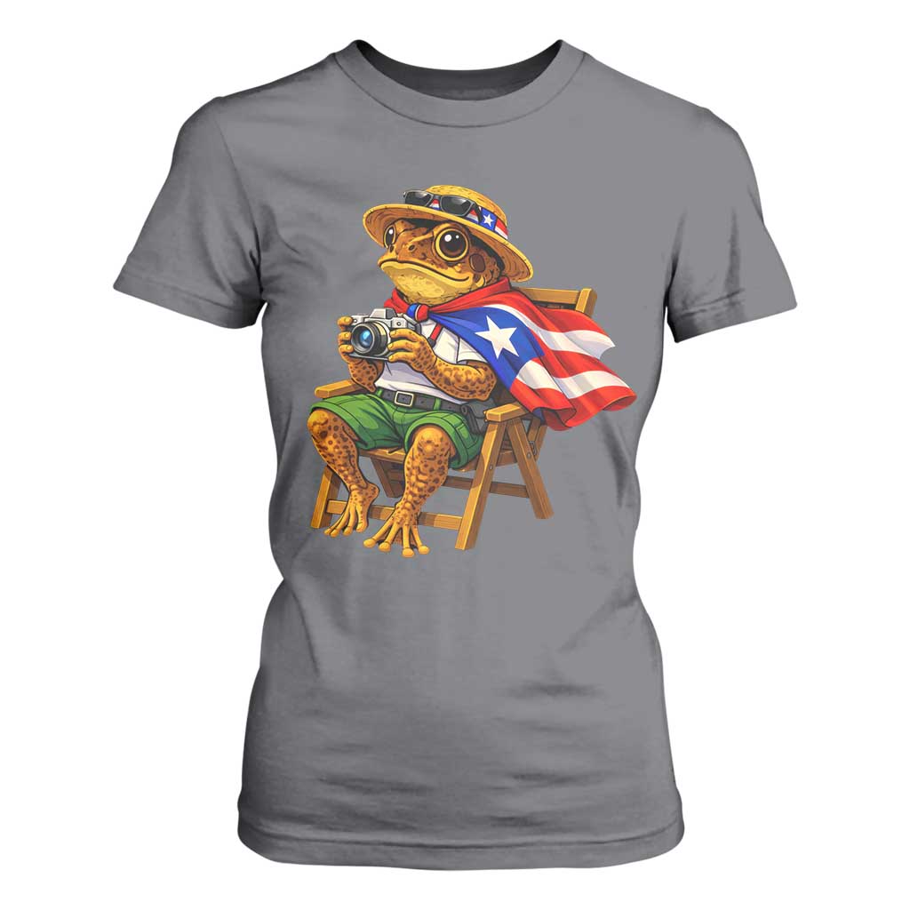 Funny Coqui Frog Puerto Rico Flag T Shirt For Women Puerto Rican Taino Boricua Hispanic TS10 Charcoal Print Your Wear