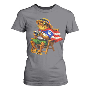 Funny Coqui Frog Puerto Rico Flag T Shirt For Women Puerto Rican Taino Boricua Hispanic TS10 Charcoal Print Your Wear