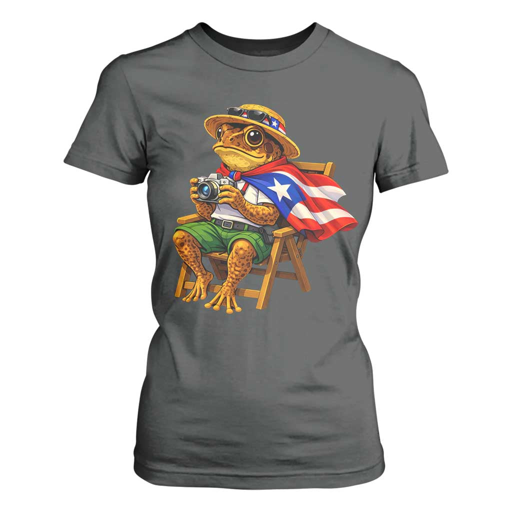 Funny Coqui Frog Puerto Rico Flag T Shirt For Women Puerto Rican Taino Boricua Hispanic TS10 Dark Heather Print Your Wear