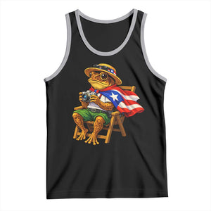 Funny Coqui Frog Puerto Rico Flag Tank Top Puerto Rican Taino Boricua Hispanic TS10 Black Athletic Heather Print Your Wear