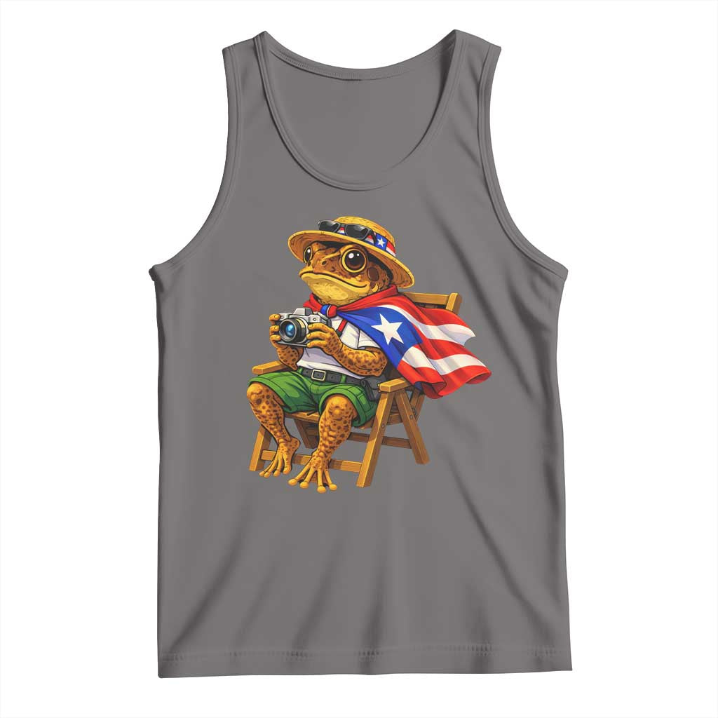 Funny Coqui Frog Puerto Rico Flag Tank Top Puerto Rican Taino Boricua Hispanic TS10 Deep Heather Print Your Wear