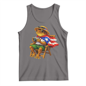 Funny Coqui Frog Puerto Rico Flag Tank Top Puerto Rican Taino Boricua Hispanic TS10 Deep Heather Print Your Wear
