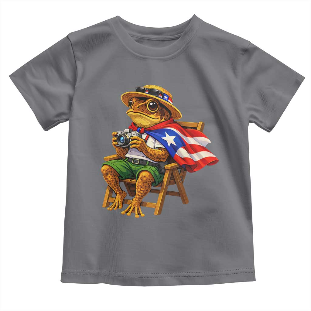 Funny Coqui Frog Puerto Rico Flag Toddler T Shirt Puerto Rican Taino Boricua Hispanic TS10 Charcoal Print Your Wear