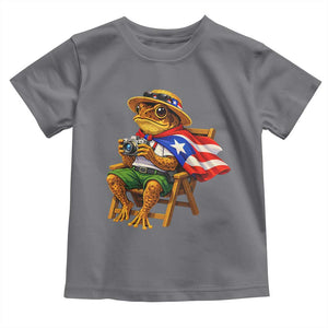 Funny Coqui Frog Puerto Rico Flag Toddler T Shirt Puerto Rican Taino Boricua Hispanic TS10 Charcoal Print Your Wear