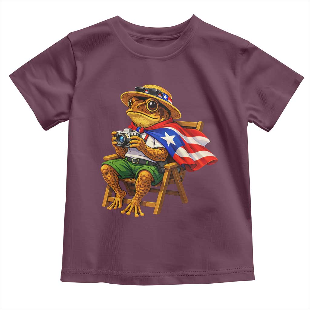 Funny Coqui Frog Puerto Rico Flag Toddler T Shirt Puerto Rican Taino Boricua Hispanic TS10 Maroon Print Your Wear