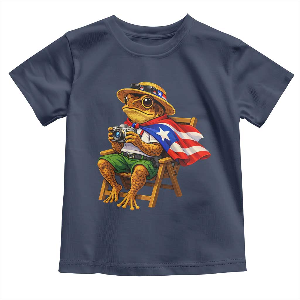 Funny Coqui Frog Puerto Rico Flag Toddler T Shirt Puerto Rican Taino Boricua Hispanic TS10 Navy Print Your Wear