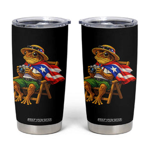 Funny Coqui Frog Puerto Rico Flag Tumbler Cup Puerto Rican Taino Boricua Hispanic TS10 Black Print Your Wear