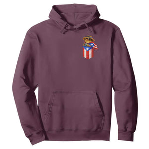 Funny Coqui Frog Puerto Rico Flag Hoodie Puerto Rican Taino Buricua Pocket Borinquen TS10 Maroon Print Your Wear