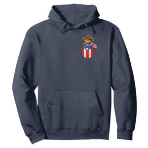 Funny Coqui Frog Puerto Rico Flag Hoodie Puerto Rican Taino Buricua Pocket Borinquen TS10 Navy Print Your Wear