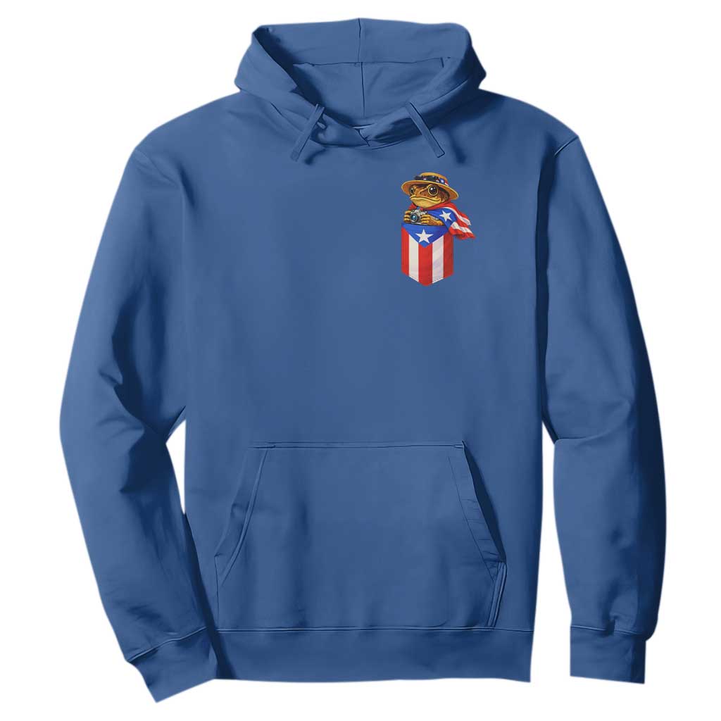 Funny Coqui Frog Puerto Rico Flag Hoodie Puerto Rican Taino Buricua Pocket Borinquen TS10 Royal Blue Print Your Wear
