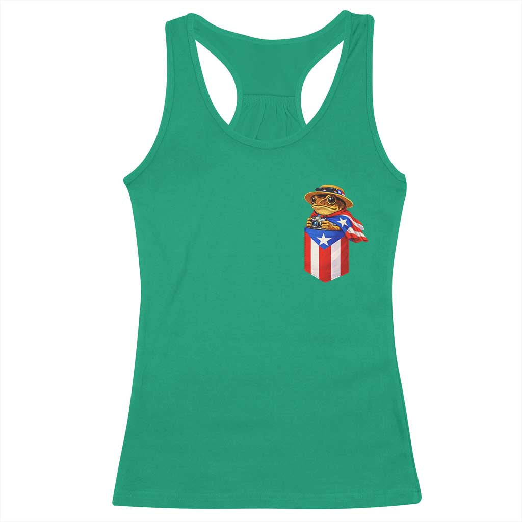 Funny Coqui Frog Puerto Rico Flag Racerback Tank Top Puerto Rican Taino Buricua Pocket Borinquen TS10 Irish Green Print Your Wear