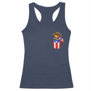 Funny Coqui Frog Puerto Rico Flag Racerback Tank Top Puerto Rican Taino Buricua Pocket Borinquen TS10 Navy Print Your Wear