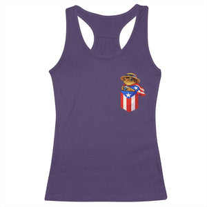 Funny Coqui Frog Puerto Rico Flag Racerback Tank Top Puerto Rican Taino Buricua Pocket Borinquen TS10 Purple Print Your Wear