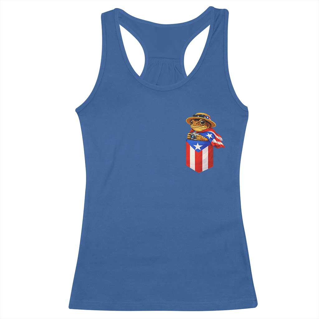 Funny Coqui Frog Puerto Rico Flag Racerback Tank Top Puerto Rican Taino Buricua Pocket Borinquen TS10 Royal Blue Print Your Wear