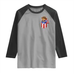 Funny Coqui Frog Puerto Rico Flag Raglan Shirt Puerto Rican Taino Buricua Pocket Borinquen TS10 Sport Gray Black Print Your Wear