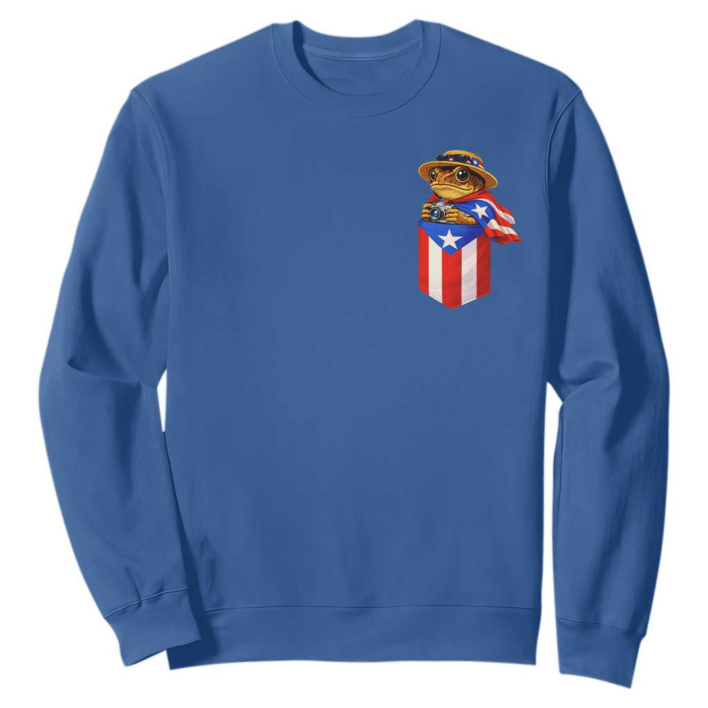 Funny Coqui Frog Puerto Rico Flag Sweatshirt Puerto Rican Taino Buricua Pocket Borinquen TS10 Royal Blue Print Your Wear