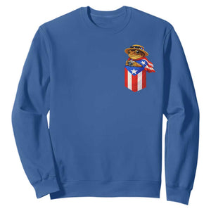 Funny Coqui Frog Puerto Rico Flag Sweatshirt Puerto Rican Taino Buricua Pocket Borinquen TS10 Royal Blue Print Your Wear