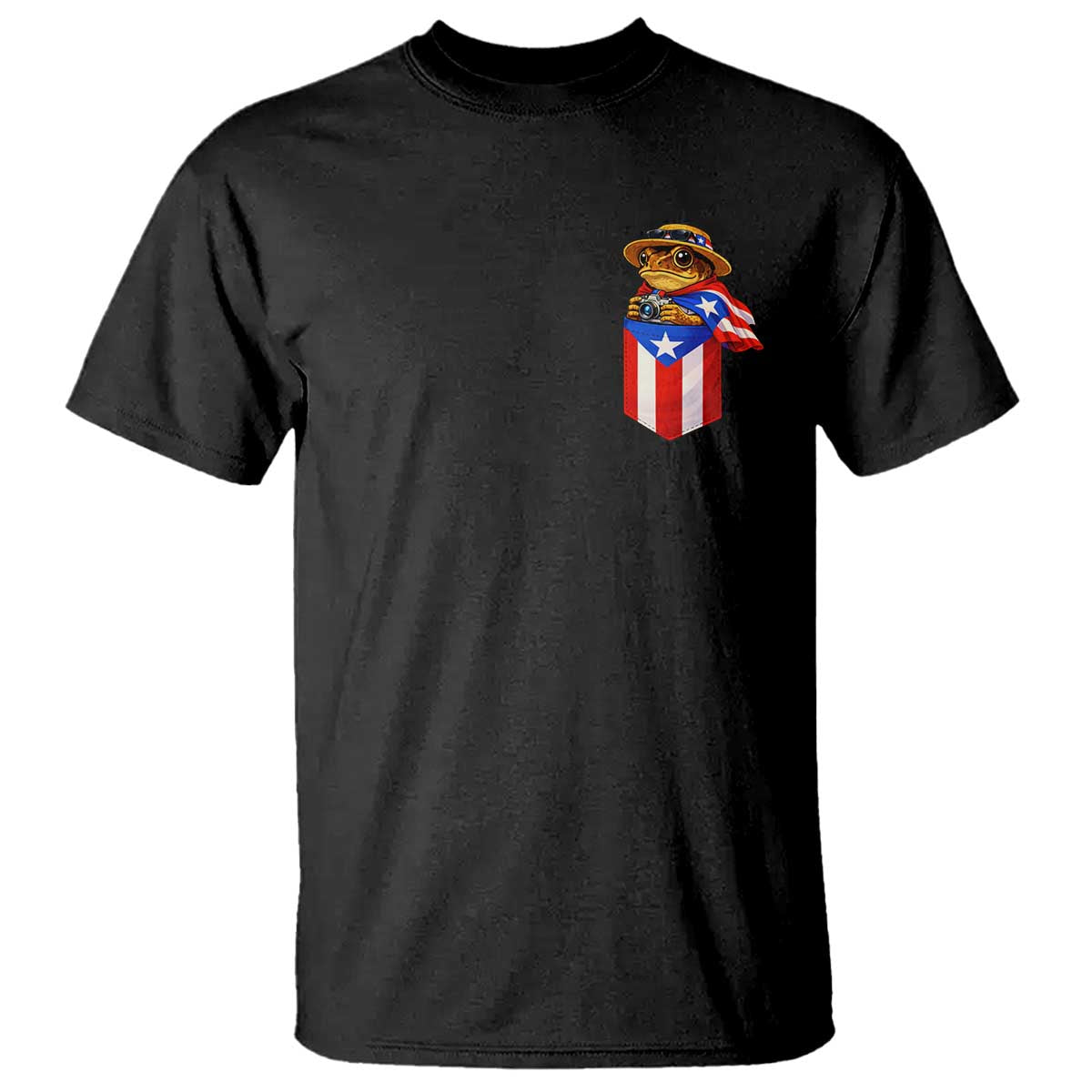 Funny Coqui Frog Puerto Rico Flag T Shirt Puerto Rican Taino Buricua Pocket Borinquen TS10 Black Print Your Wear