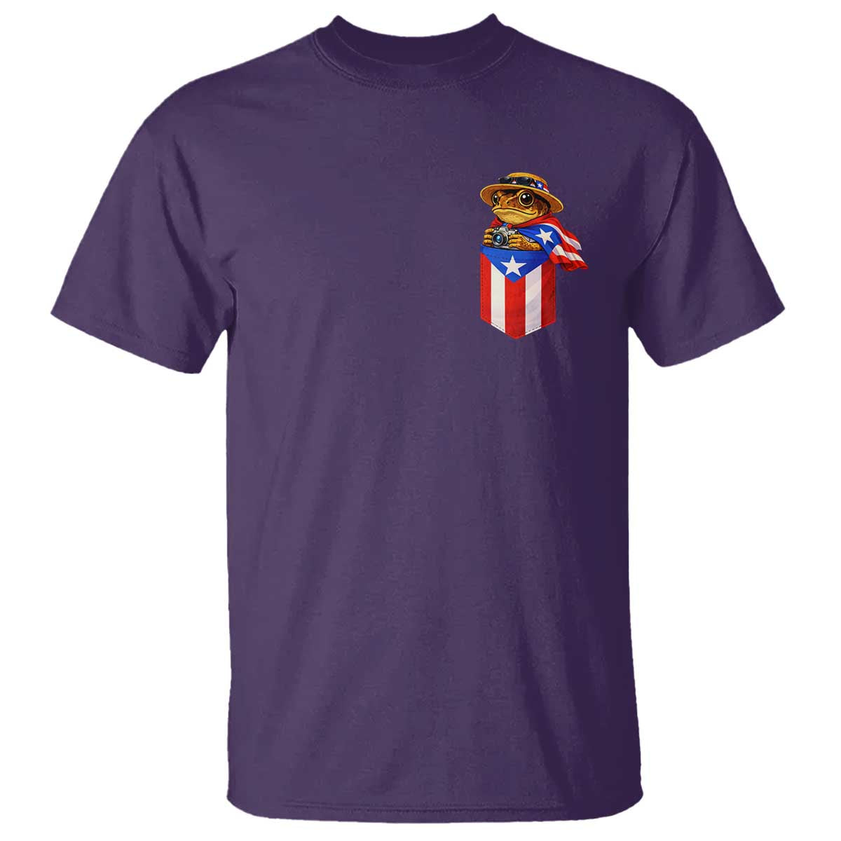 Funny Coqui Frog Puerto Rico Flag T Shirt Puerto Rican Taino Buricua Pocket Borinquen TS10 Purple Print Your Wear