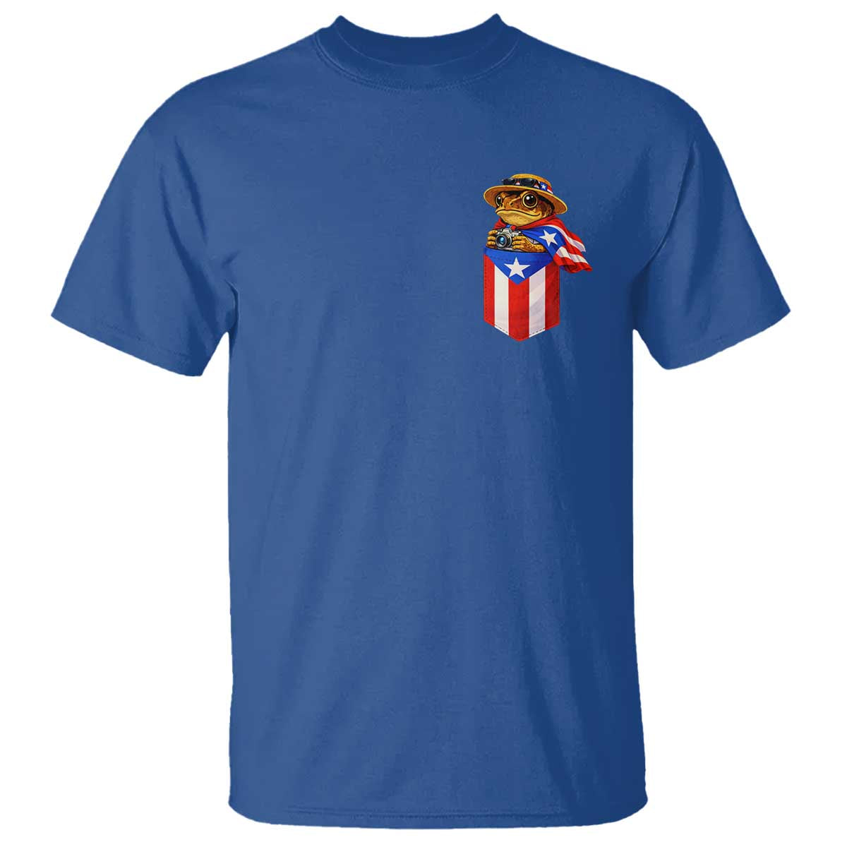 Funny Coqui Frog Puerto Rico Flag T Shirt Puerto Rican Taino Buricua Pocket Borinquen TS10 Royal Blue Print Your Wear