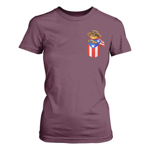 Funny Coqui Frog Puerto Rico Flag T Shirt For Women Puerto Rican Taino Buricua Pocket Borinquen TS10 Maroon Print Your Wear