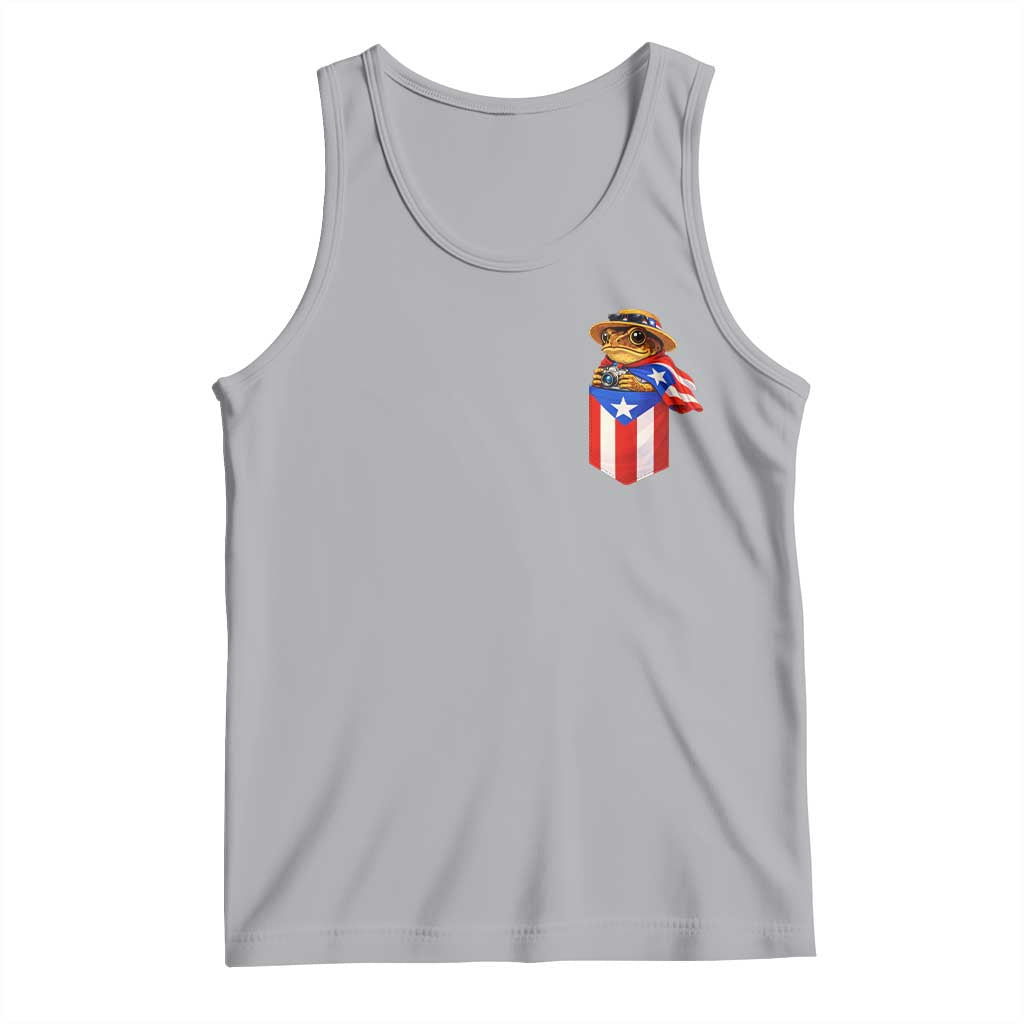 Funny Coqui Frog Puerto Rico Flag Tank Top Puerto Rican Taino Buricua Pocket Borinquen TS10 Athletic Heather Print Your Wear