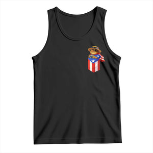Funny Coqui Frog Puerto Rico Flag Tank Top Puerto Rican Taino Buricua Pocket Borinquen TS10 Black Print Your Wear
