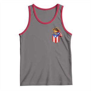 Funny Coqui Frog Puerto Rico Flag Tank Top Puerto Rican Taino Buricua Pocket Borinquen TS10 Deep Heather Red Print Your Wear