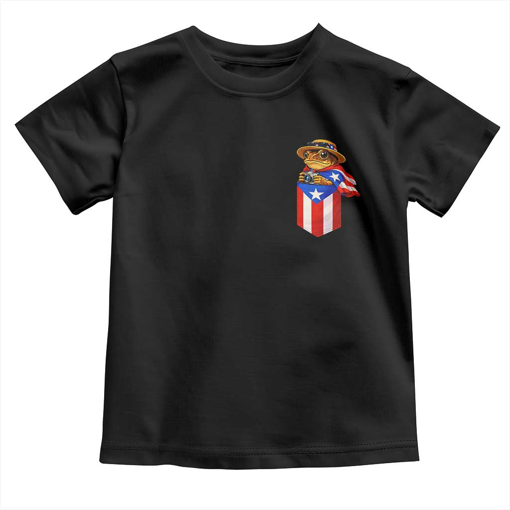 Funny Coqui Frog Puerto Rico Flag Toddler T Shirt Puerto Rican Taino Buricua Pocket Borinquen TS10 Black Print Your Wear