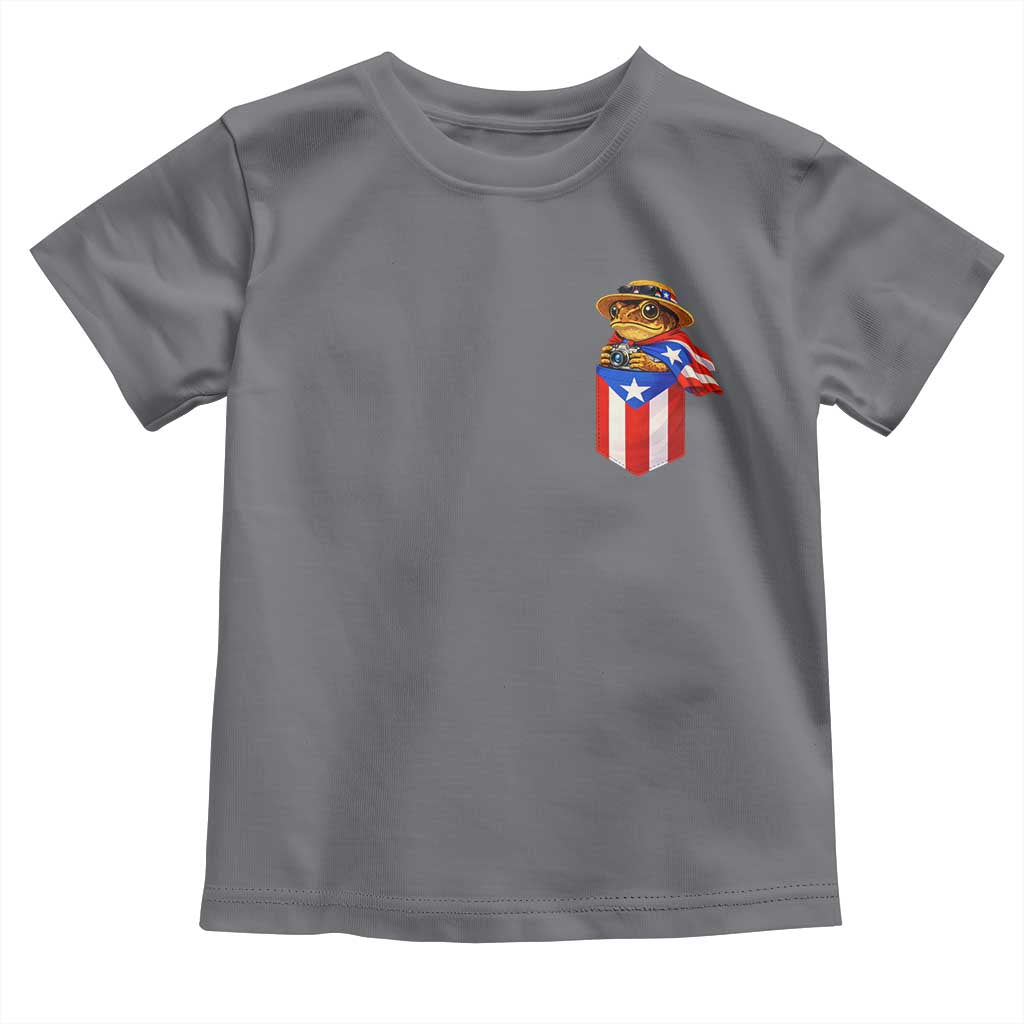 Funny Coqui Frog Puerto Rico Flag Toddler T Shirt Puerto Rican Taino Buricua Pocket Borinquen TS10 Charcoal Print Your Wear