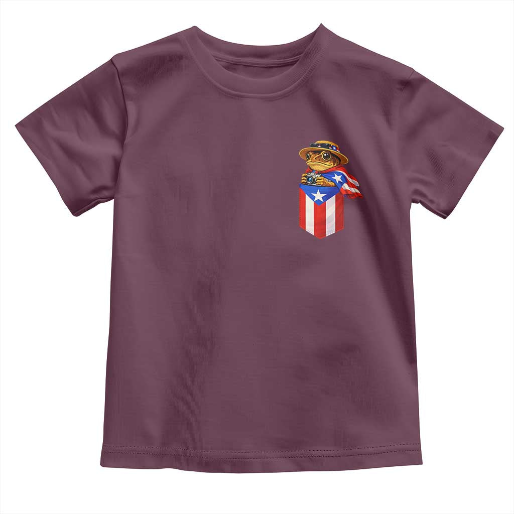 Funny Coqui Frog Puerto Rico Flag Toddler T Shirt Puerto Rican Taino Buricua Pocket Borinquen TS10 Maroon Print Your Wear