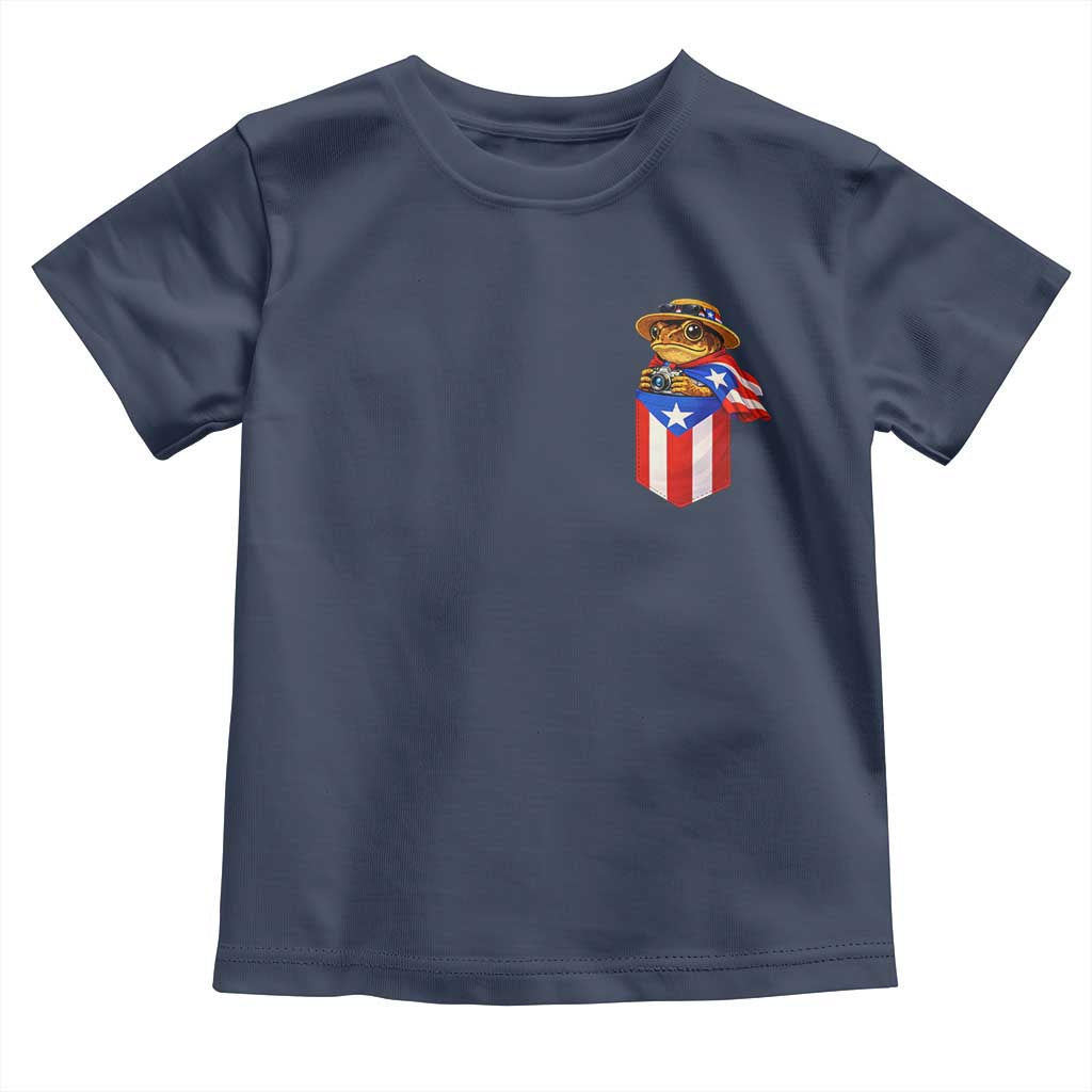 Funny Coqui Frog Puerto Rico Flag Toddler T Shirt Puerto Rican Taino Buricua Pocket Borinquen TS10 Navy Print Your Wear