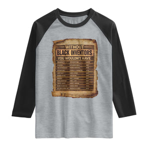 Black Inventors Raglan Shirt Afro African Melanin Black History Month Juneteenth TS10 Heather Gray Black Print Your Wear